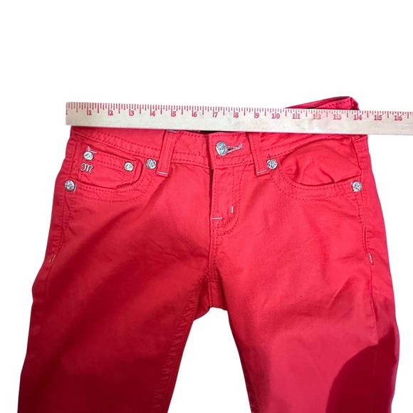 Miss Me Skinny Jeans Women 26 Red JP5335S8 Embroidered Rhinestone Pockets - Picture 8 of 14